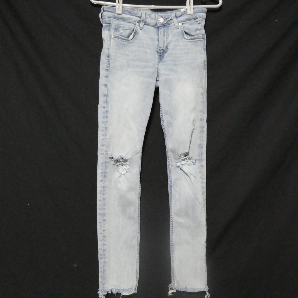 H&M & DENIM  27/30 distressed denim, skinny, low waist, 160/68A